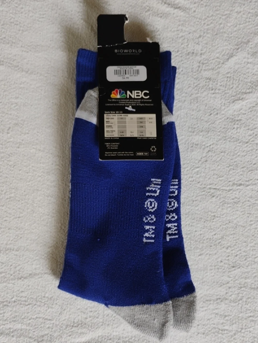The Office Dunder Mifflin Men's Crew Socks - Blue Sz 8-12